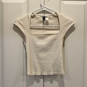 H&M Cream Square Neck Crop Top
